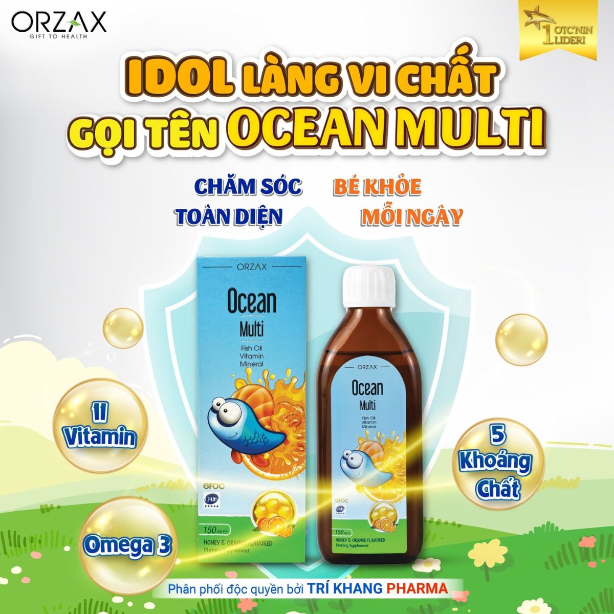 Ocean Multi bổ sung 11 vitamin, 5 khoáng chất, cùng Omega 3 giúp con tăng đề kháng