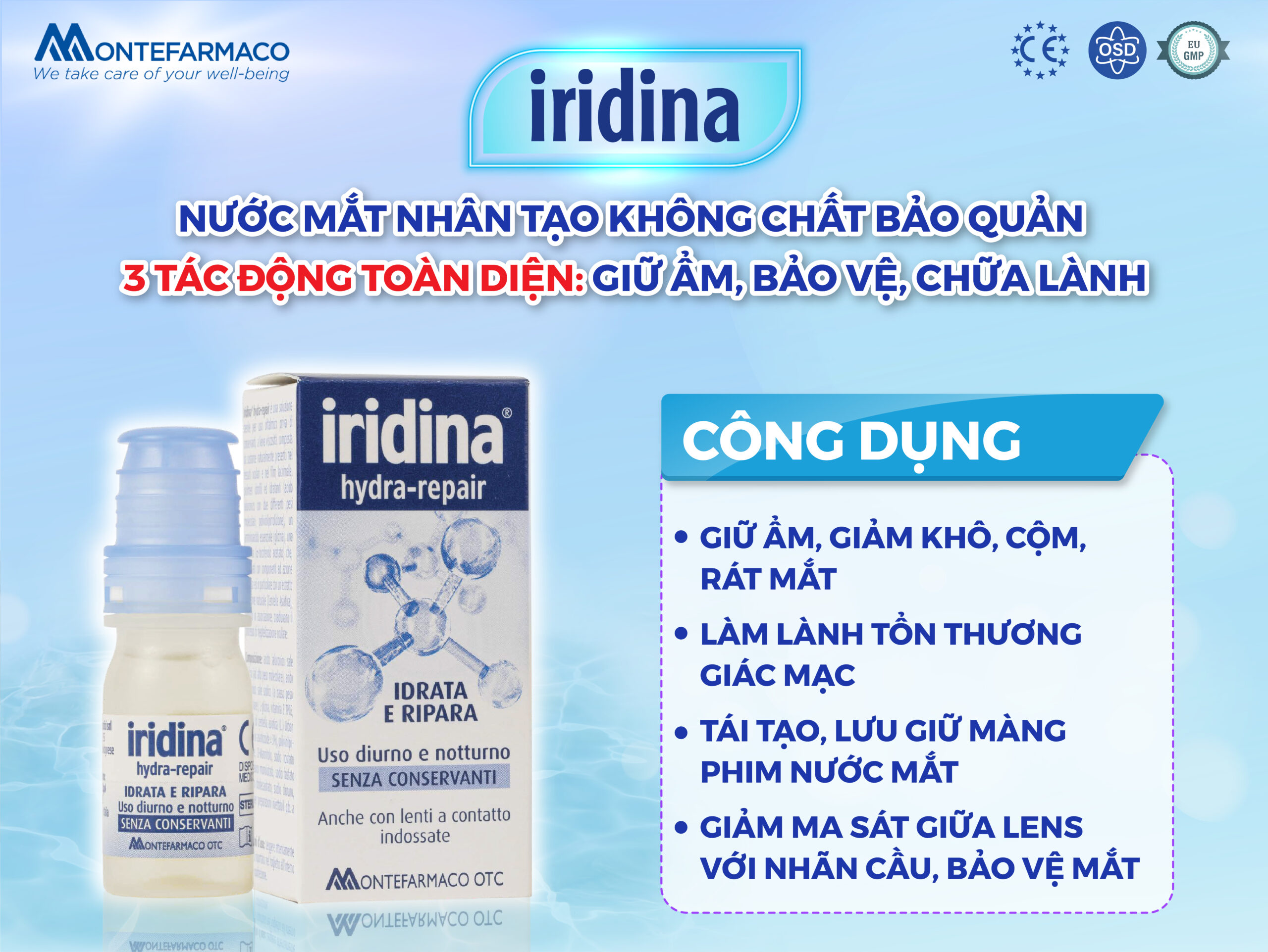 Nước mắt nhân tạo Iridina không chất bảo quản 